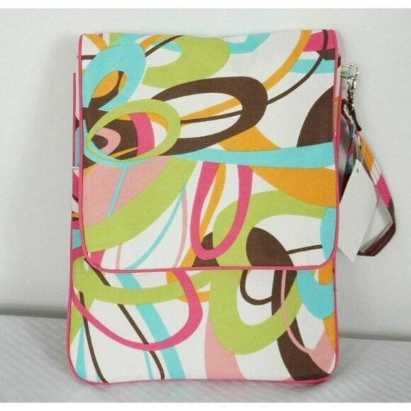 Tablet Bag Canvas Tech bag 3 pockets Multi Color Pattern Geometric New - Picture 1 of 6